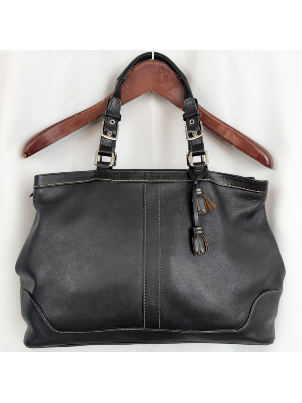 Coach 5138 Black Leather Large Tote Purse